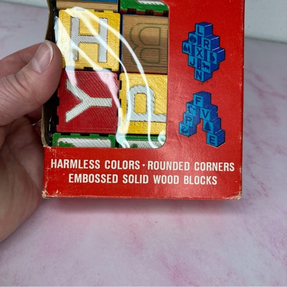 Vintage Halsam wooden block set 24 in original box interlocking hi-lo blocks - Picture 4 of 11